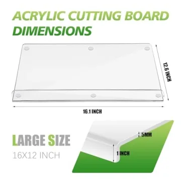 LPZXH Large Acrylic Cutting Board with Non-Slip Lip