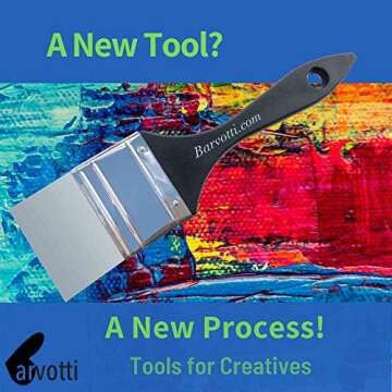 Barvotti Silicone Color Shaper Brush (Mottler) - a Flat Sharp-Edged Flexible Tool to Apply, Move and Remove Acrylic Paints and Water Based Medium with Precision - A Studio Essential 2 Inch Wide