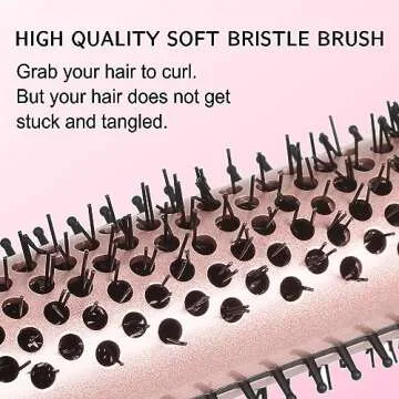 PHOEBE 1.25 Inch Curling Iron Brush Ceramic 1 1/4 Inch Double PTC Heated Hair Curling Comb Tourmaline Ionic Hair Curler Curling Iron Dual Voltage for Traveling On Long, Medium Hair - Pink