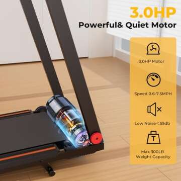 DeerRun 3 in 1 Folding Treadmill - 3HP Under Desk Compact Treadmill with Smart APP