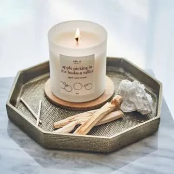 Literie NYC Inspired Scented Candle: Apple Picking in The Hudson Valley - Apple Cider Donuts Scented, 9oz, 50 Hour Burn, Vegan Soy & Coconut Blend Candle for Home Decor, Gift for Women & Men