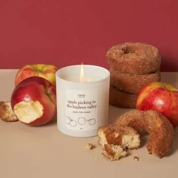 Literie NYC Inspired Scented Candle: Apple Picking in The Hudson Valley - Apple Cider Donuts Scented, 9oz, 50 Hour Burn, Vegan Soy & Coconut Blend Candle for Home Decor, Gift for Women & Men