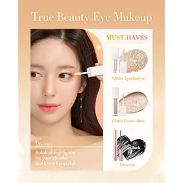 AMTS Webtoon True Beauty - 02 Some Sweet Glitter | Liquid Pink Gold Chunky Glitter Eyeshadow | Highlighter, K-Drama Korean Makeup, Highly Pigmented, Long Lasting Shimmer (Some Sweet)