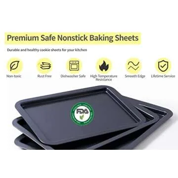 Amazqi Nonstick Baking Sheet Set - Heavy Duty 3 Pieces