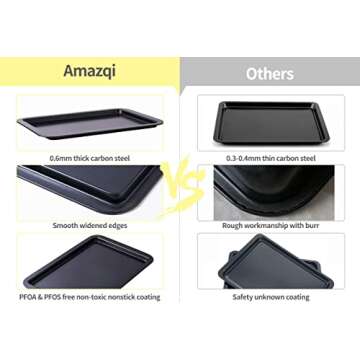 Amazqi Nonstick Baking Sheet Set - Heavy Duty 3 Pieces