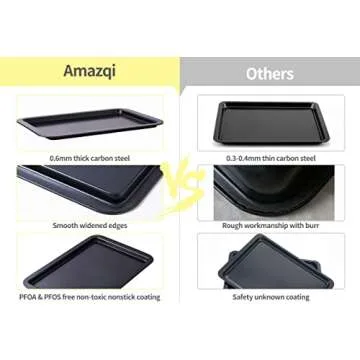 Amazqi Nonstick Baking Sheet Set - Heavy Duty 3 Pieces