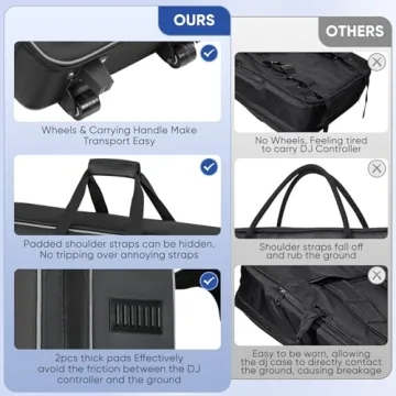 Padded DJ Controller Case with Wheels for Easy Transport