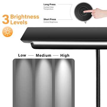 Vekkia Rechargeable Music Stand Light - Clip - on for Musicians' Piano, 9 - Level Dimmable, Portable, USB - C, for Piano, Orchestra, Podium, Easel