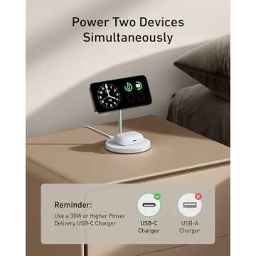 Anker MagSafe Compatible MagGo Charger Stand, iPhone 16 Wireless Charger, 2-in-1 Charging Station, Qi2 Certified 15W Wireless Charger Stand, for iPhone 16/15/14/13/12, AirPods Pro (No Wall Charger)