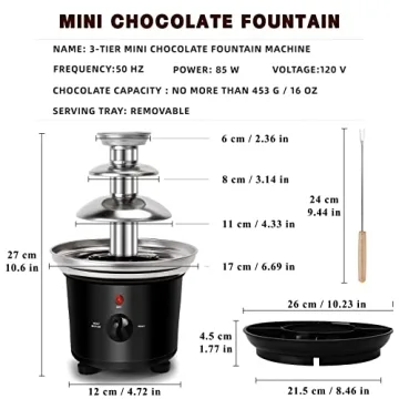 Mini Chocolate Fondue Fountain with Serving Tray for Parties