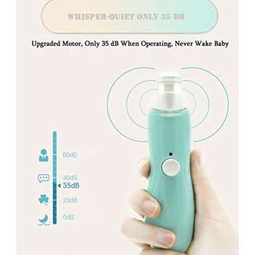 Rechargeable Baby Nail File, Fansidi Electric Baby Nail Trimmer for Newborn Infant or Toddler Toenail and Fingernail - Girls and Boys Accessory - Extra Replacement Pads Included (Blue)