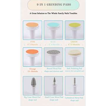 Rechargeable Baby Nail File, Fansidi Electric Baby Nail Trimmer for Newborn Infant or Toddler Toenail and Fingernail - Girls and Boys Accessory - Extra Replacement Pads Included (Blue)