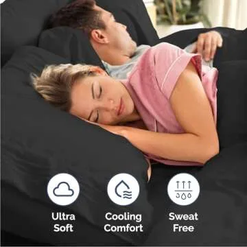 Queen Size 4 Piece Sheet Set - Comfy Breathable & Cooling Bed Sheets Set - Hotel Luxury Bedding for Women, Men, Kids & Teens - Deep Pockets, Easy Secure Fit, Soft and Wrinkle Free - Oeko-Tex - Black