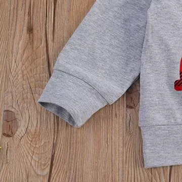 Arvbitana Toddler Baby Boy Girl Long Sleeve Cotton Plaid Pullover Sweatshirt+Trousers Two Piece Outfit Set Fall Winter Clothes (B-Christmas car buffalo plaid red, 6-12 Months)