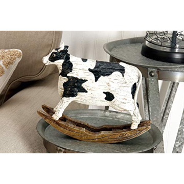 Deco 79 Polystone Cow Decorative Sculpture Home Decor Statue - Whimsical Accent Figurine 12" x 3" x ...