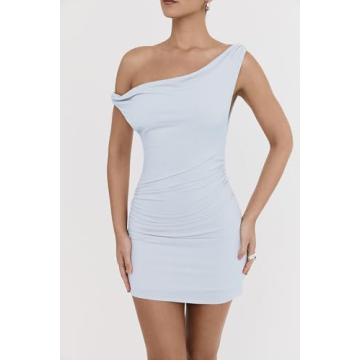 One Shoulder Bodycon Mini Dress for Women - Argeousgor