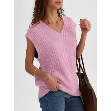 LILLUSORY Cable Knit Sweater Vest for Trendy Women