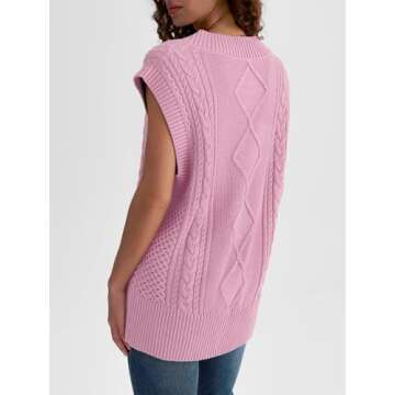 LILLUSORY Cable Knit Sweater Vest for Trendy Women