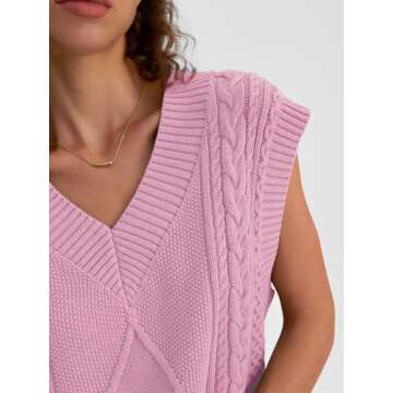 LILLUSORY Cable Knit Sweater Vest for Trendy Women