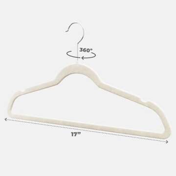 Home-it Premium Velvet Heavy duty-50 Pack - Non Slip Ivory Suit Clothes Hanger - Hook Swivel 360 - Ultra Thin