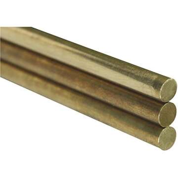 K&S Precision Metals Round Brass Rods - 3/8" Dia x 36" L - 3 Count