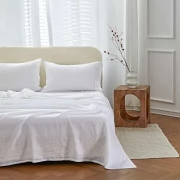Luxury 100% Linen Hemstitch Sheet Set - Breathable Comfort
