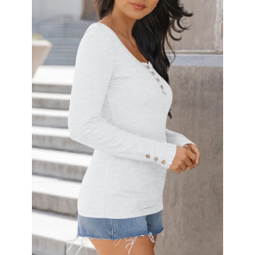 Kissfix Women's Stylish Long Sleeve Henley Shirt