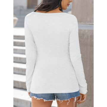 Kissfix Women's Stylish Long Sleeve Henley Shirt