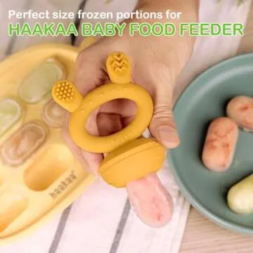 Haakaa Baby Fruit Food Feeder & Silicone Nibble Tray Combo - Breastmilk Popsicle Mold for Baby Cooling Relief, BPA Free Baby Mesh Feeder for Infant Self Feeding