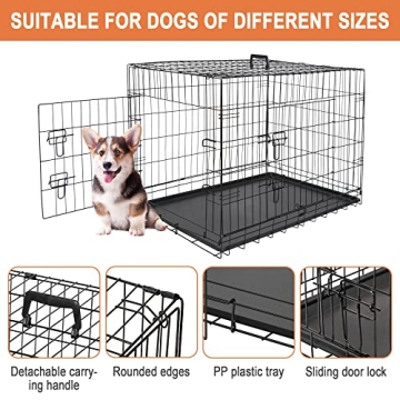 Durable Double Door Dog Crate for Large Dogs