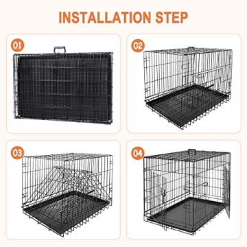Durable Double Door Dog Crate for Large Dogs