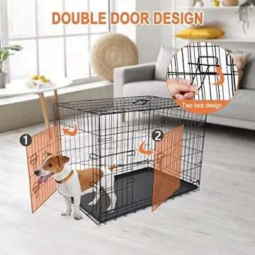 Durable Double Door Dog Crate for Large Dogs