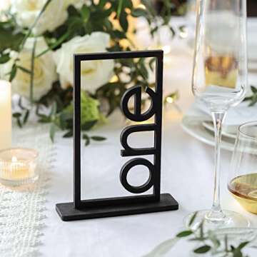 Elegant Black Wooden Wedding Table Numbers for Events