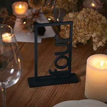 Elegant Black Wooden Wedding Table Numbers for Events