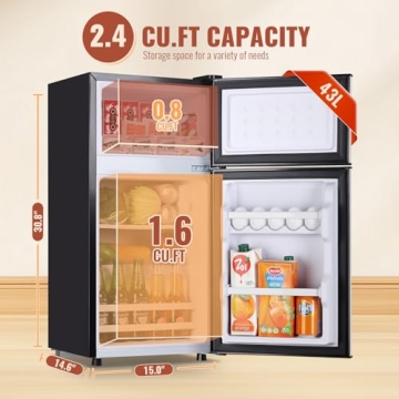 Compact DEMULLER Mini Fridge with Double Doors