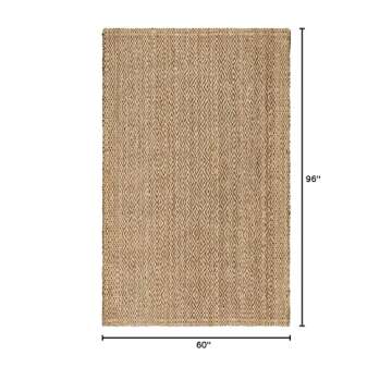 SAFAVIEH Natural Fiber Collection Area Rug - 5' x 8', Natural & Brown, Handmade Boho Farmhouse Fring...