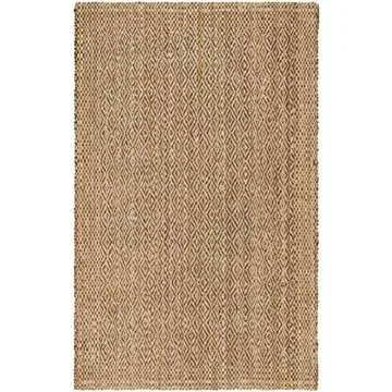 SAFAVIEH Natural Fiber Collection Area Rug - 5' x 8', Natural & Brown, Handmade Boho Farmhouse Fringe Jute, Ideal for High Traffic Areas in Living Room, Bedroom (NF183A)