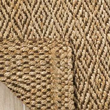 SAFAVIEH Natural Fiber Collection Area Rug - 5' x 8', Natural & Brown, Handmade Boho Farmhouse Fringe Jute, Ideal for High Traffic Areas in Living Room, Bedroom (NF183A)