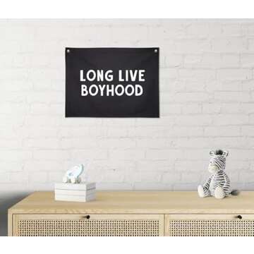 Long Live Boyhood Banner Kids Wall Art for Nursery