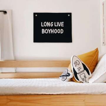 Long Live Boyhood Banner Kids Wall Art for Nursery