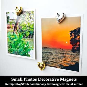 Janvelle 12PCS Refrigerator Magnets Gold Magnets for Fridge 0.79in Small Love Heart Silver Cute Deco...