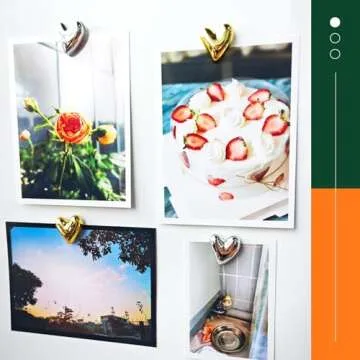 Janvelle 12PCS Refrigerator Magnets Gold Magnets for Fridge 0.79in Small Love Heart Silver Cute Decorative Magnet Set for Home Kitchen Office Whiteboard Decor