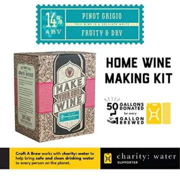 Craft A Brew Making Home Kit – Easy Brew Beginners with Ingredients and Supplies – Ultimate Wine Brewer Experience, 1 Gallon, Pinot Grigio