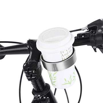Handlebar Cup Holder Aluminum Alloy Water Bottle Holder Tea Coffee Cup Mount Clamp Cycling Accessory(White)