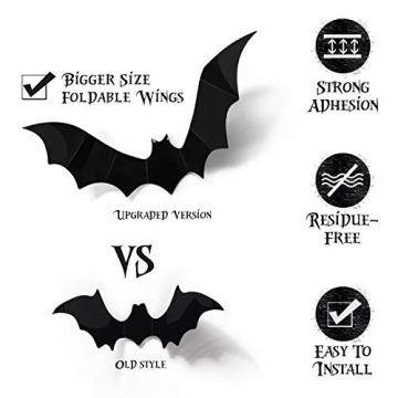 Coogam 60PCS 3D Bats Halloween Decor for Home