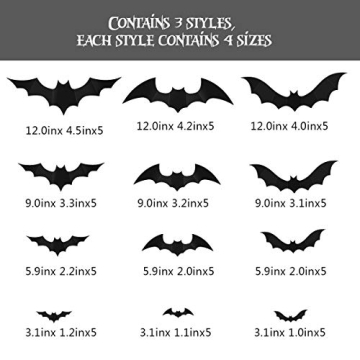 Coogam 60PCS 3D Bats Halloween Decor for Home
