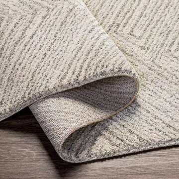 Hauteloom Horsley Living Room, Bedroom Area Rug - Bohemian Neutral Carpet - Modern Abstract Contemporary - High Pile - Beige, Gray - 4'3" x 5'11"