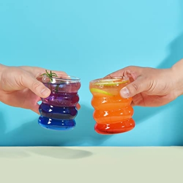 Elegant Ribbed Drinking Glass Set with Straws for Any Occasion