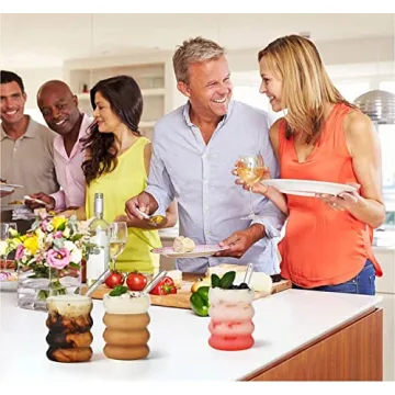 Elegant Ribbed Drinking Glass Set with Straws for Any Occasion