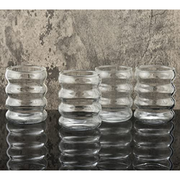 Elegant Ribbed Drinking Glass Set with Straws for Any Occasion